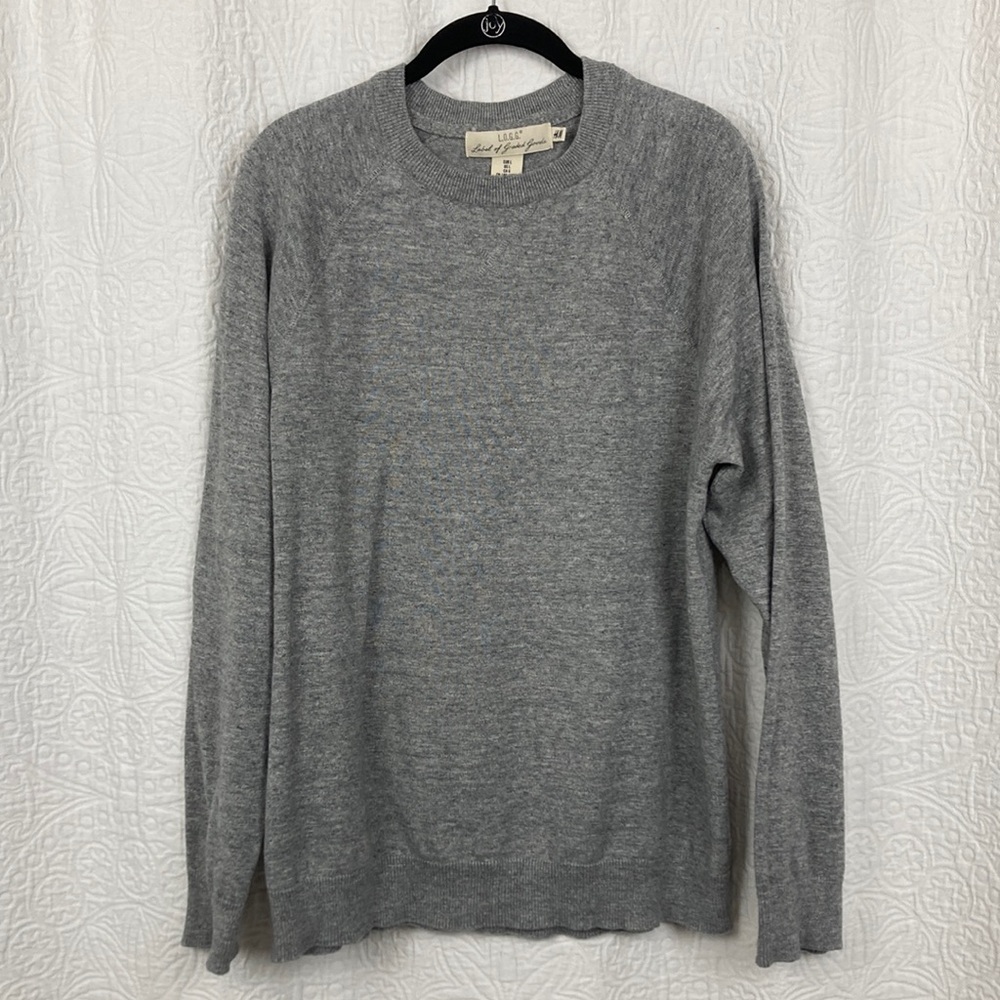 H&M L.O.G.G. Men’s Gray Crew Neck Sweater sz Large